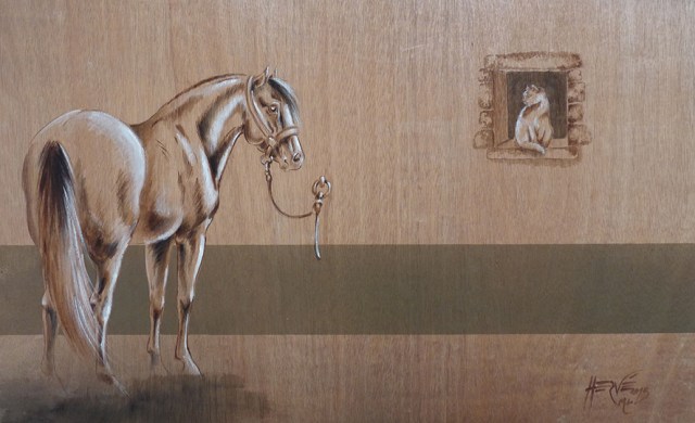 Le chat, acrylique sur support bois.