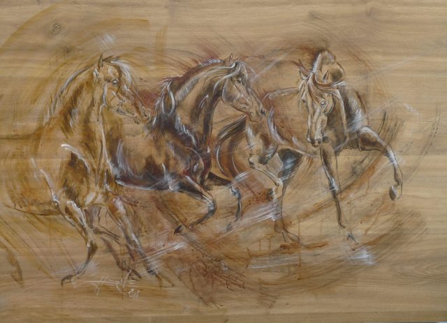 Trio liberté, acrylique sur support bois stratifié.